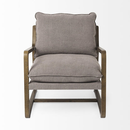 34" Gray and Brown Fabric Lounge Chair