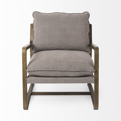 34" Gray and Brown Fabric Lounge Chair