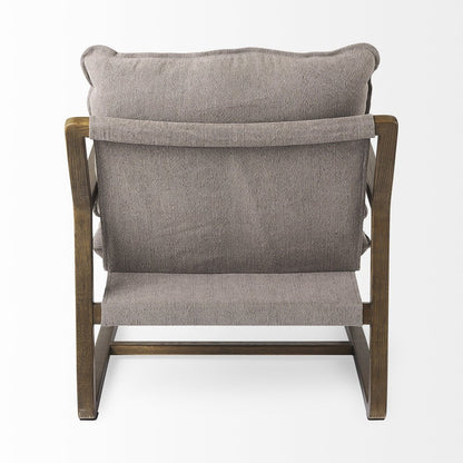 34" Gray and Brown Fabric Lounge Chair