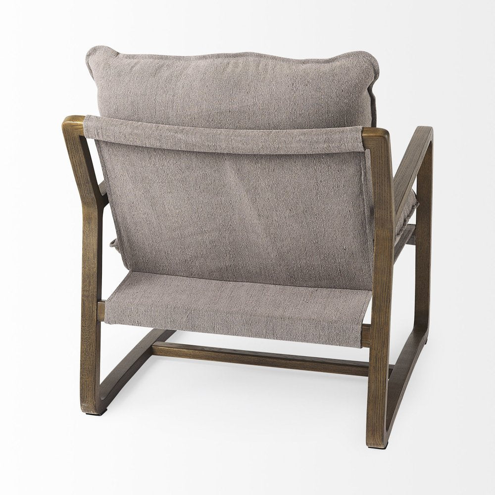 34" Gray and Brown Fabric Lounge Chair