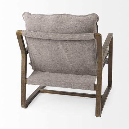 34" Gray And Brown Fabric Lounge Chair