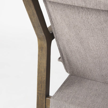 34" Gray and Brown Fabric Lounge Chair
