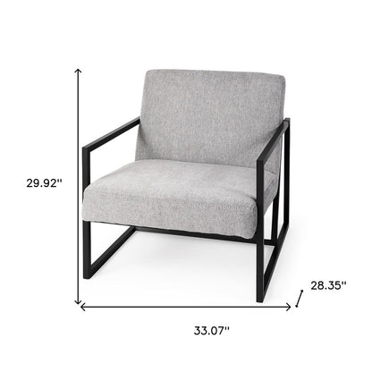 33" Gray and Black Fabric Wingback Chair