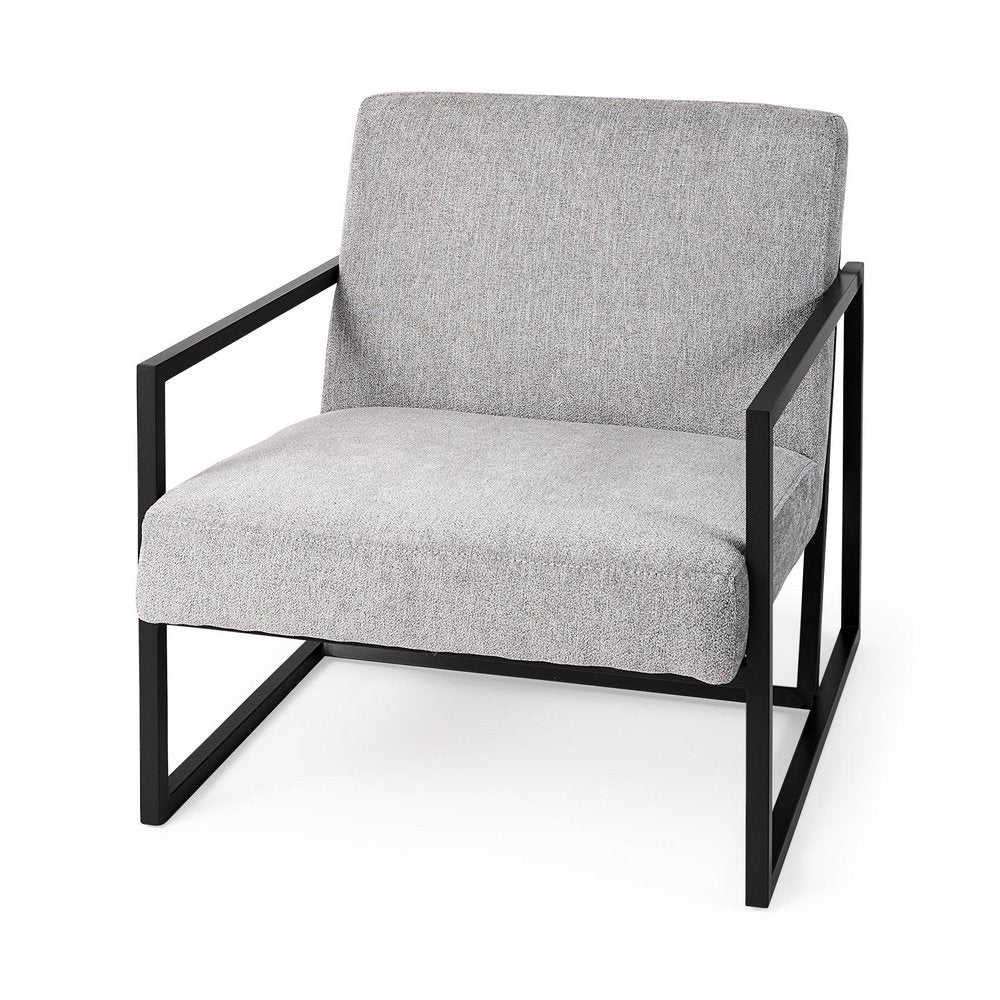 33" Gray and Black Fabric Wingback Chair