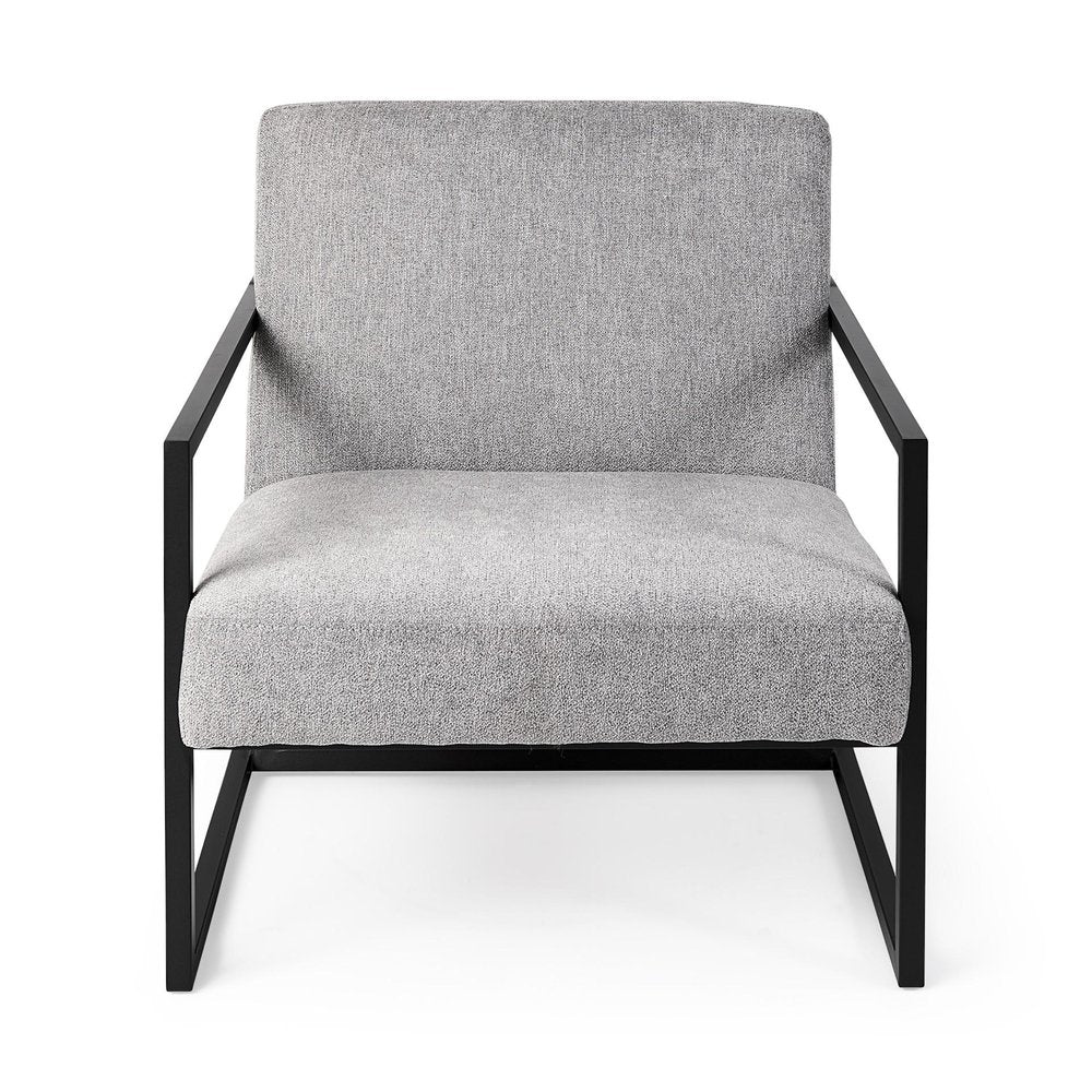 33" Gray and Black Fabric Wingback Chair
