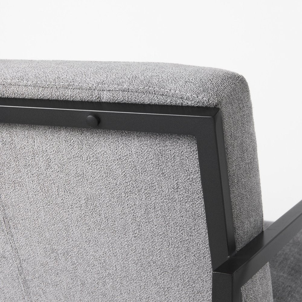 33" Gray and Black Fabric Wingback Chair