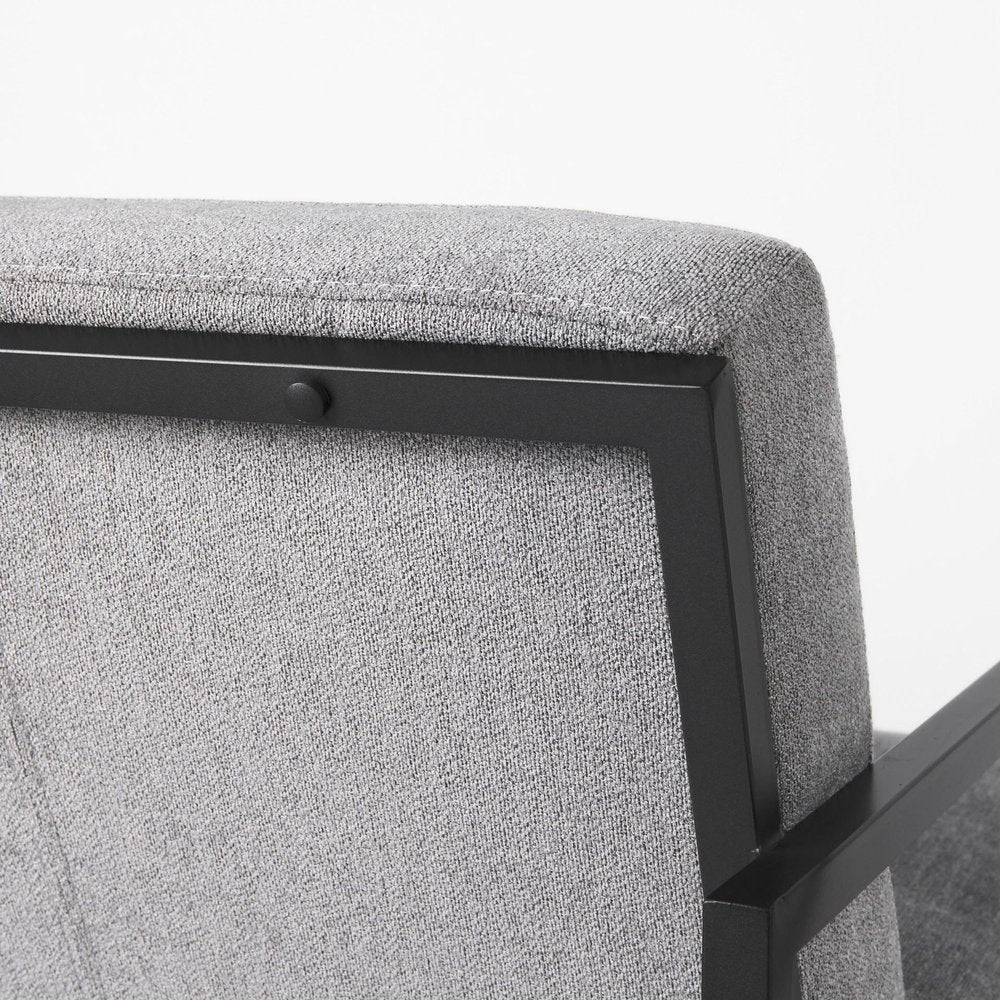 33" Gray and Black Fabric Wingback Chair