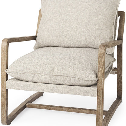 34" Gray And Brown Fabric Lounge Chair