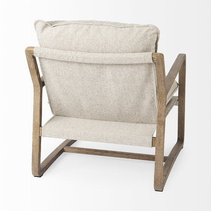 34" Gray And Brown Fabric Lounge Chair