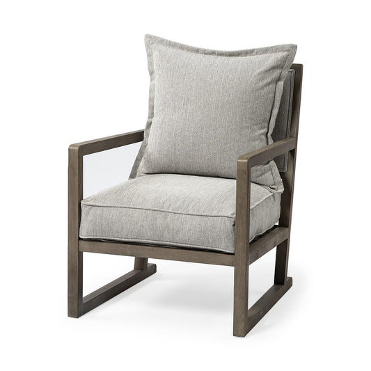 32" Ash Gray and Brown Fabric Arm Chair