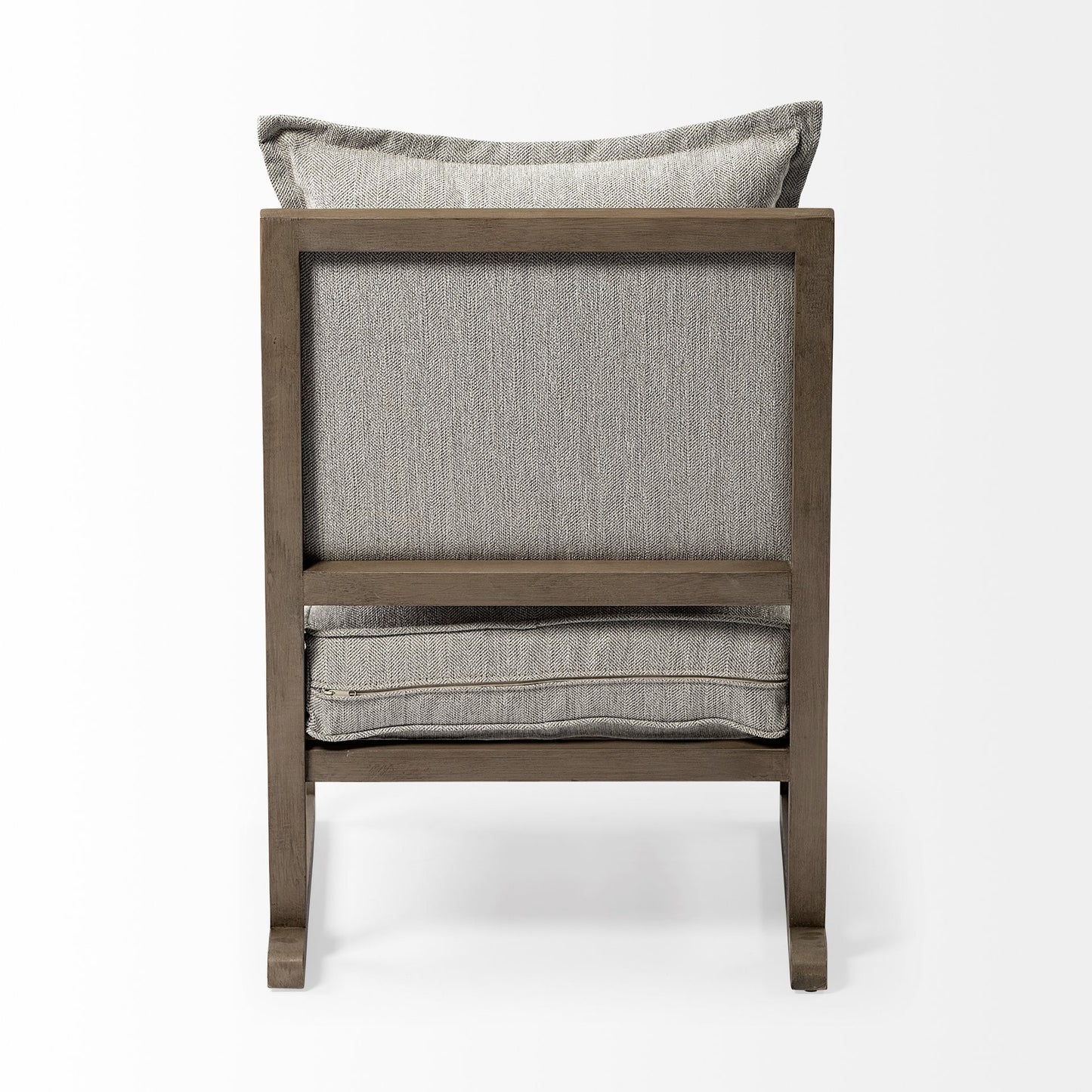 32" Ash Gray And Brown Fabric Arm Chair