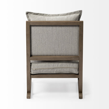 32" Ash Gray And Brown Fabric Arm Chair