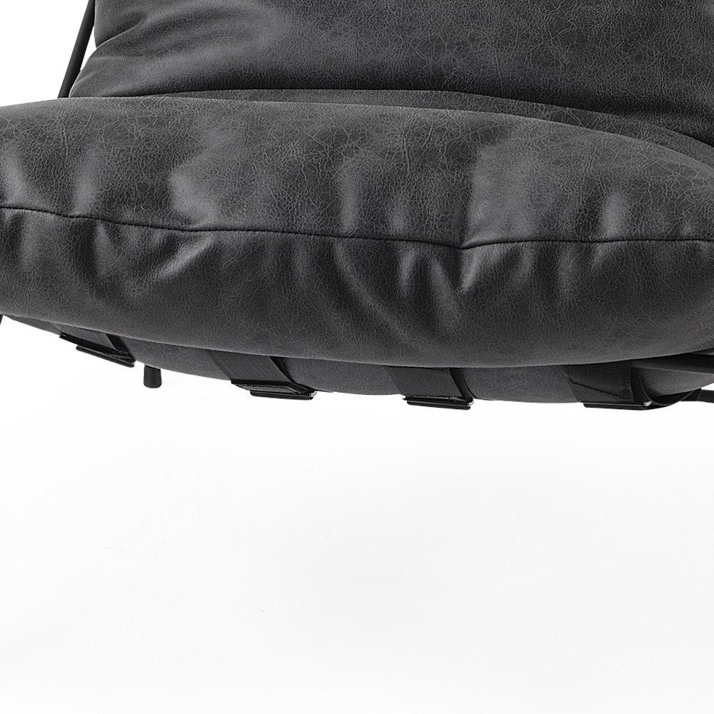 30" Black Faux Leather Distressed Wingback Chair