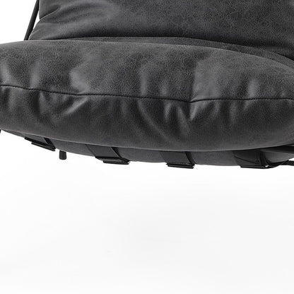 30" Black Faux Leather Distressed Wingback Chair