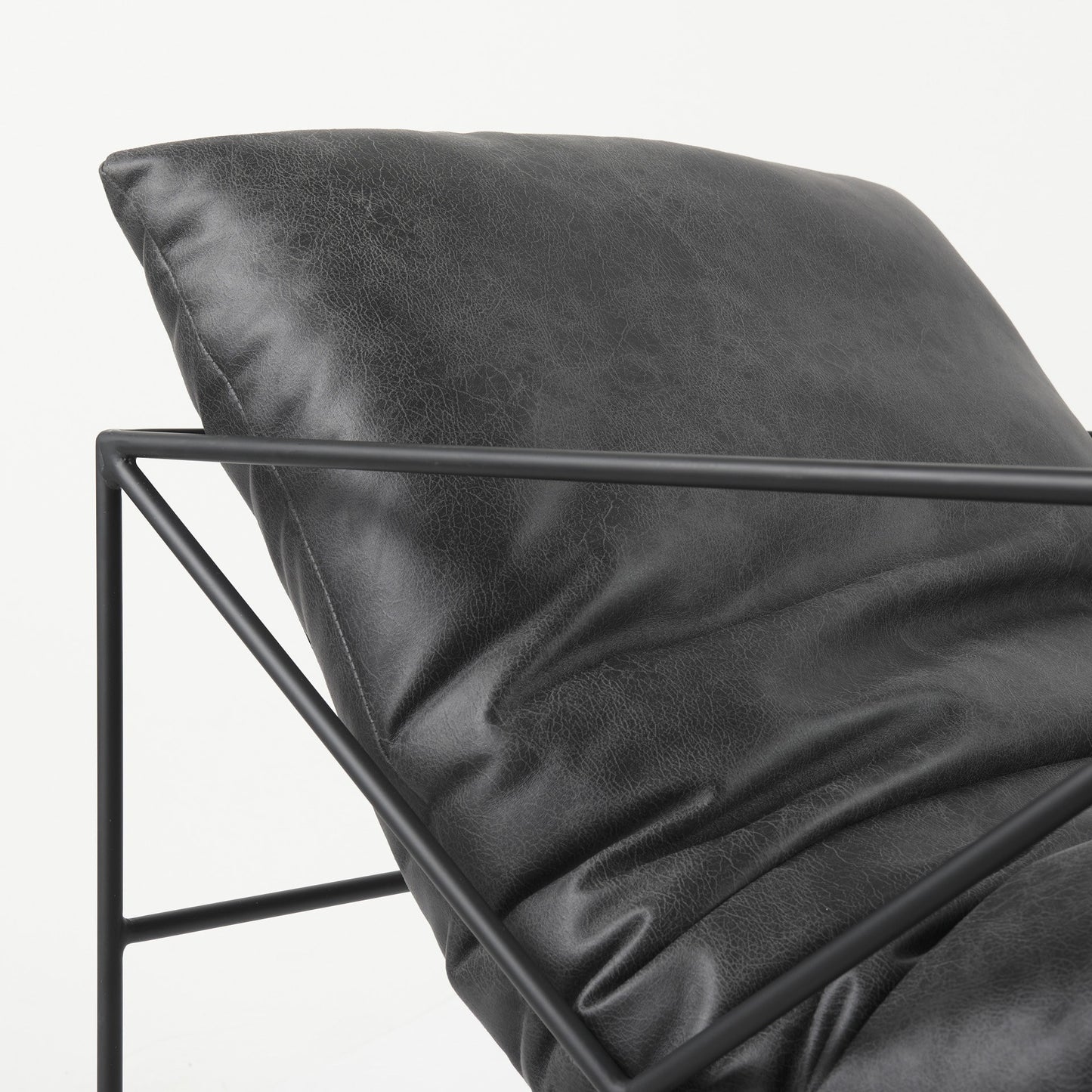 30" Brown and Black Faux Leather Distressed Wingback Chair