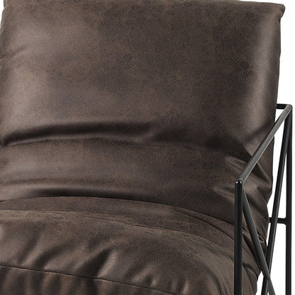 30" Black Faux Leather Distressed Wingback Chair