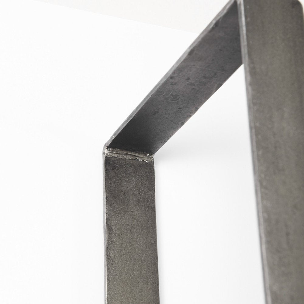 Brown Nickel and Solid Wood Six Tier Bookcase