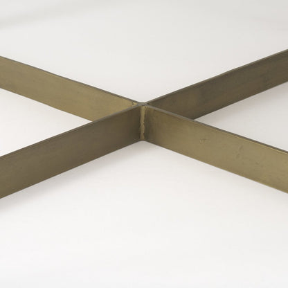 34" Beige Solid Wood And Iron Square Coffee Table