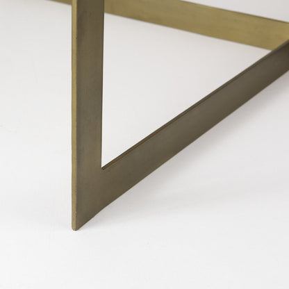 34" Beige Solid Wood And Iron Square Coffee Table