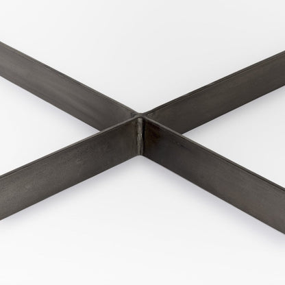 34" Brown Solid Wood and Metal Square Coffee Table