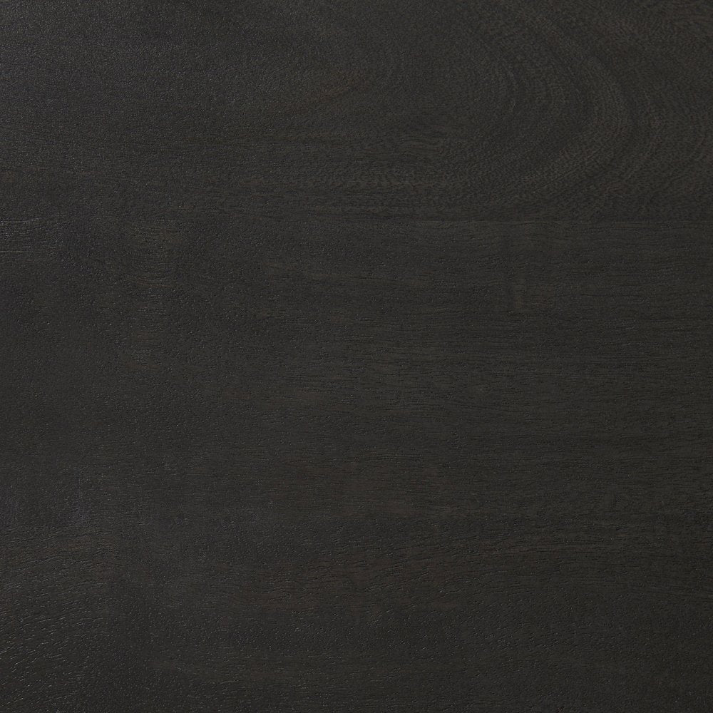 32" Dark Brown and Black Solid Wood and Iron Round Pedestal Coffee Table