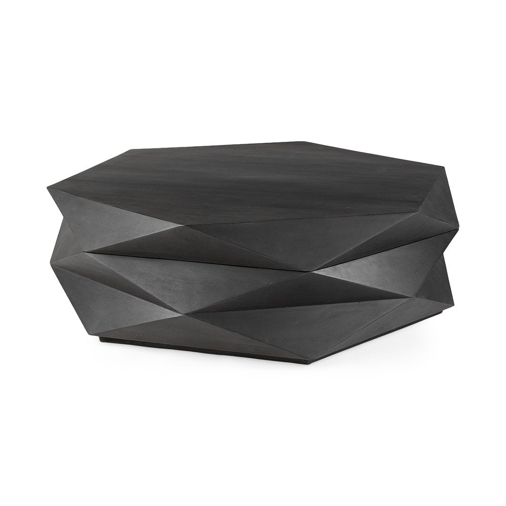 48" Black Wood Octagon Solid Coffee Table