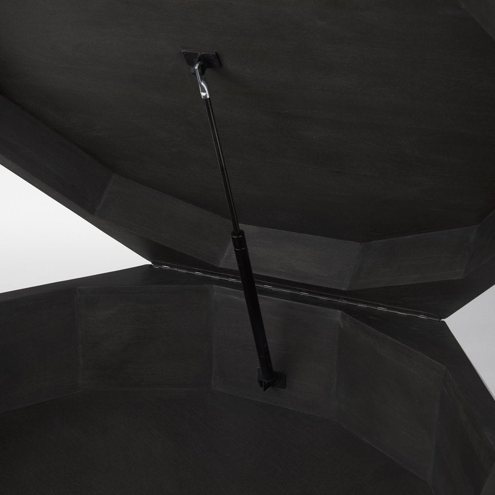 48" Black Wood Octagon Solid Coffee Table