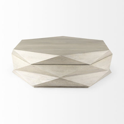 48" Natural Solid Wood Hexagon Lift Top Solid Coffee Table