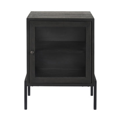 20" Black Solid Wood And Iron Display Cabinet With Single Door