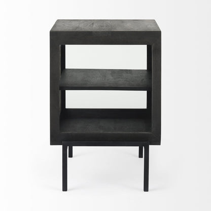 20" Black Solid Wood And Iron Display Cabinet With Single Door