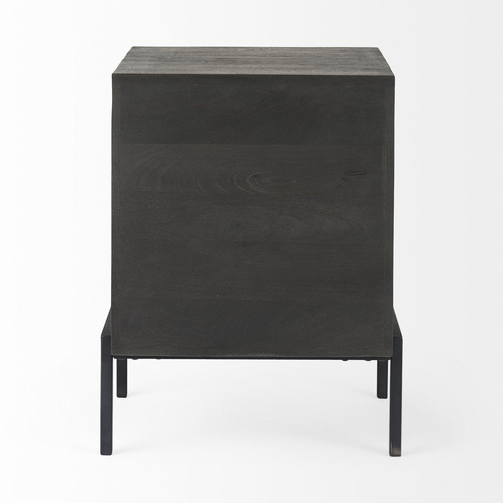 20" Black Solid Wood And Iron Display Cabinet With Single Door