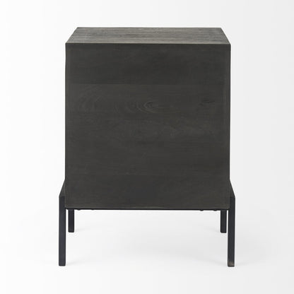 26" Black And Brown Solid Wood Square End Table