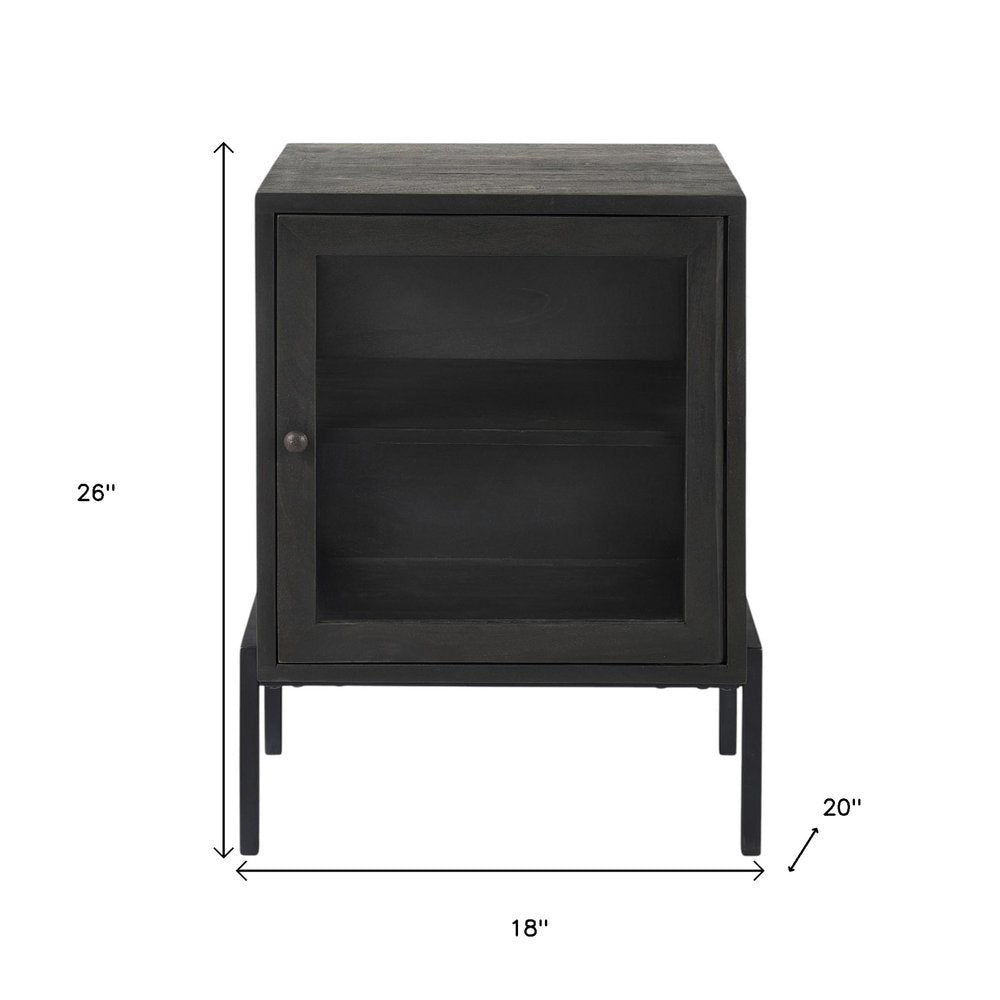 26" Black And Brown Solid Wood Square End Table