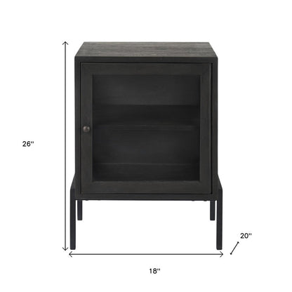 26" Black And Brown Solid Wood Square End Table