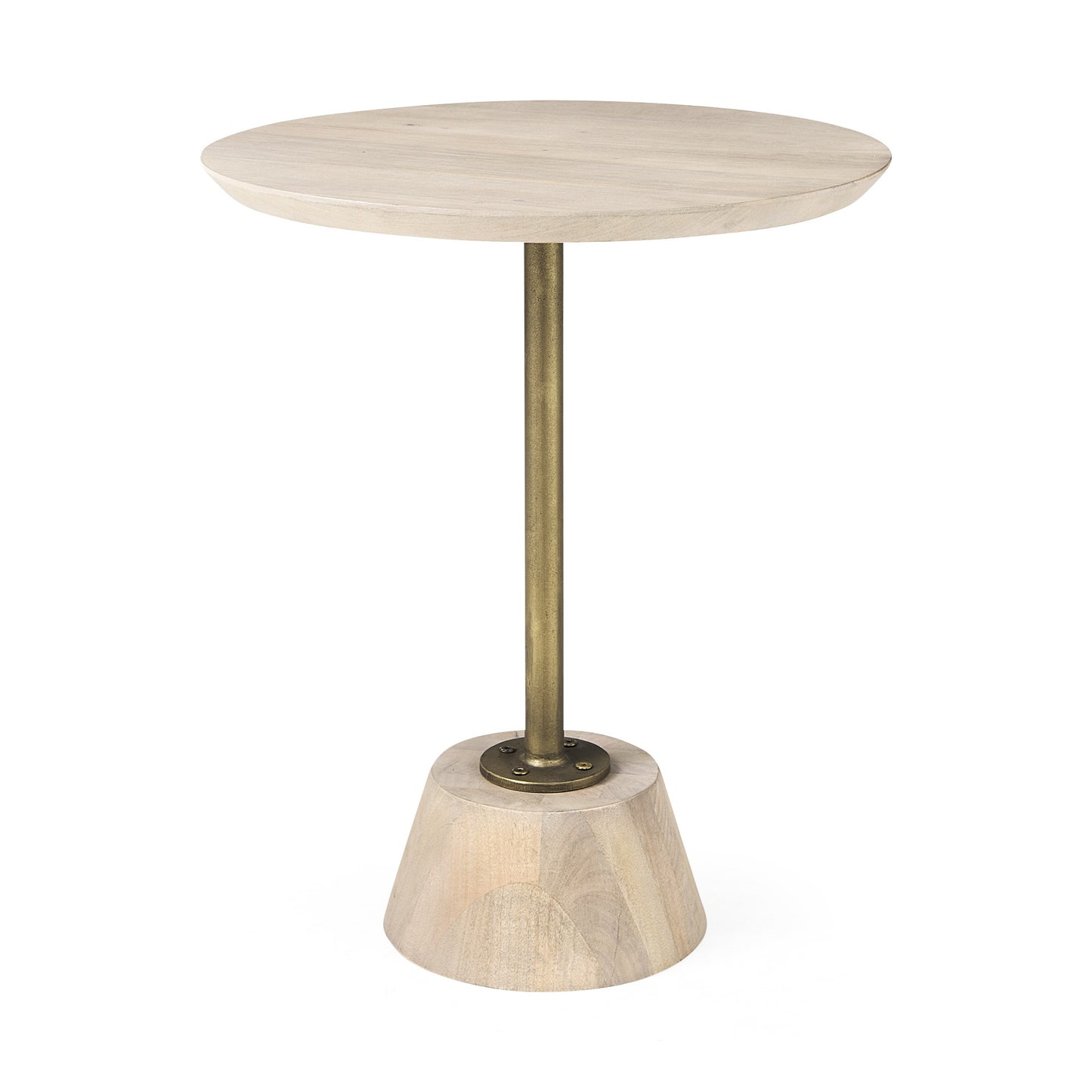 24" Beige Solid and Manufactured Wood Round End Table