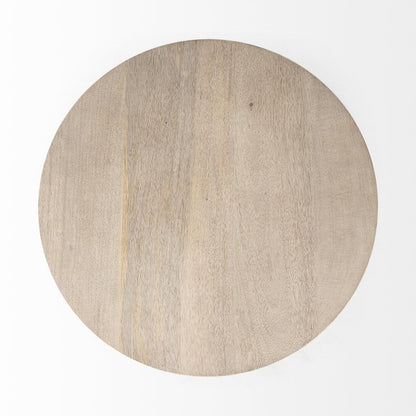 24" Beige Solid and Manufactured Wood Round End Table