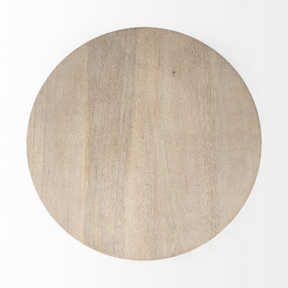 24" Beige Solid and Manufactured Wood Round End Table