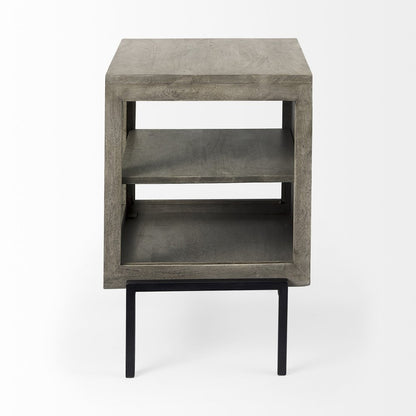 20" Dark Gray And Black Solid Wood And Iron Display Cabinet With Single Door