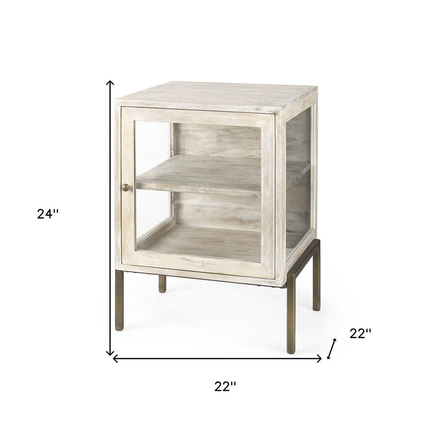 24" Beige Solid Wood Square End Table