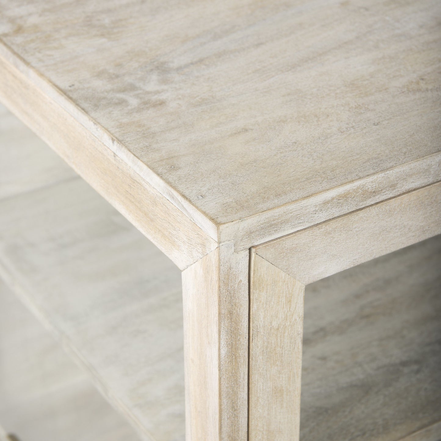 24" Beige Solid Wood Square End Table