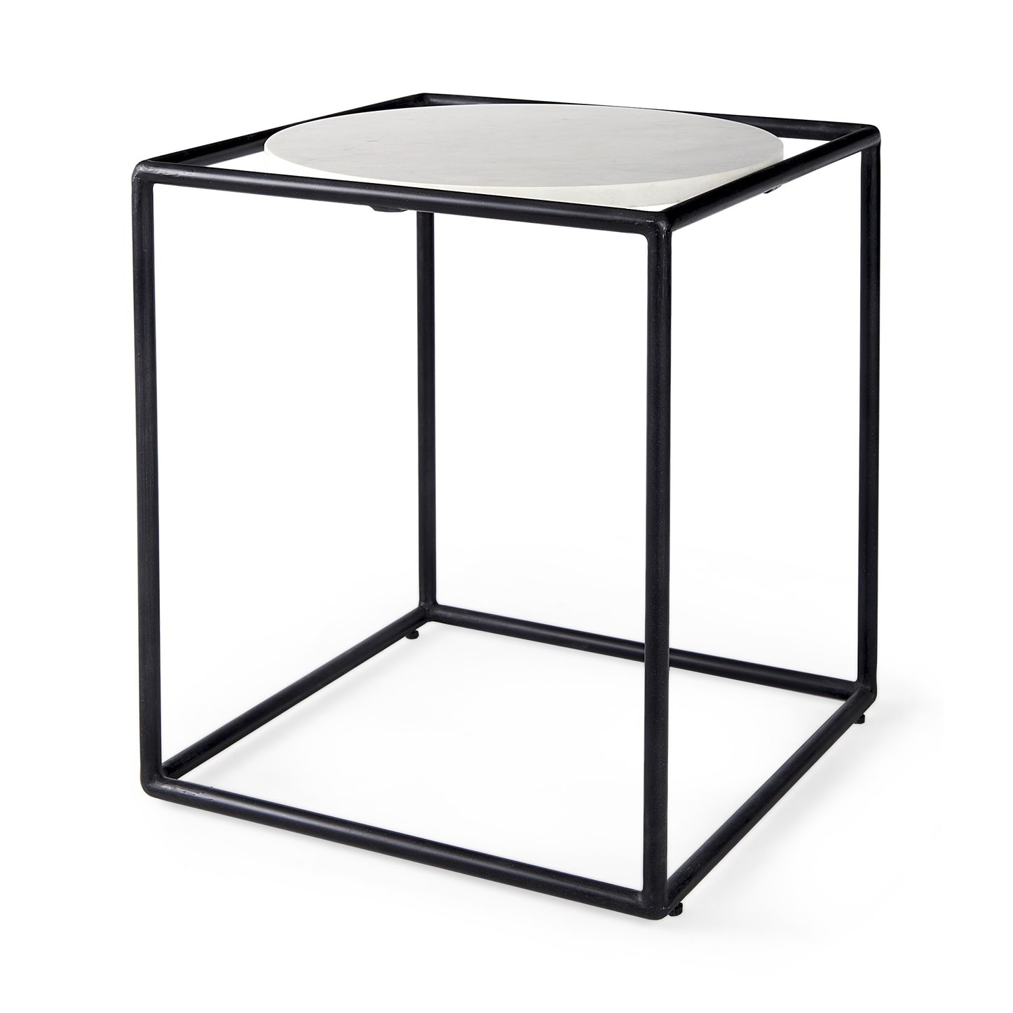 22" Black Marble Round End Table