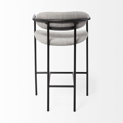 27" Gray And Black Fabric And Metal Counter Height Bar Chair