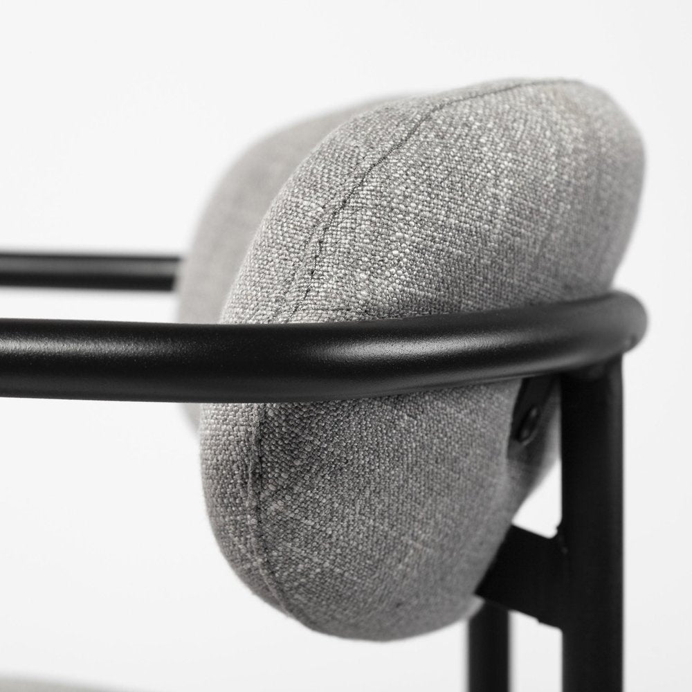 27" Gray And Black Fabric And Metal Counter Height Bar Chair