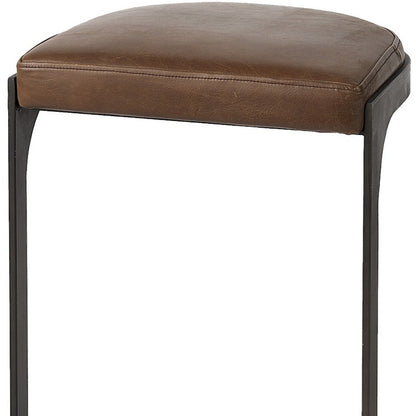 29" Medium Brown Iron Backless Bar Chair