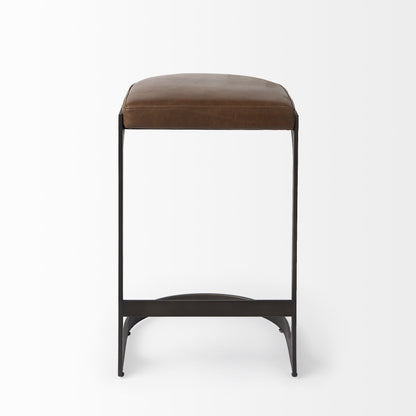 29" Medium Brown Iron Backless Bar Chair