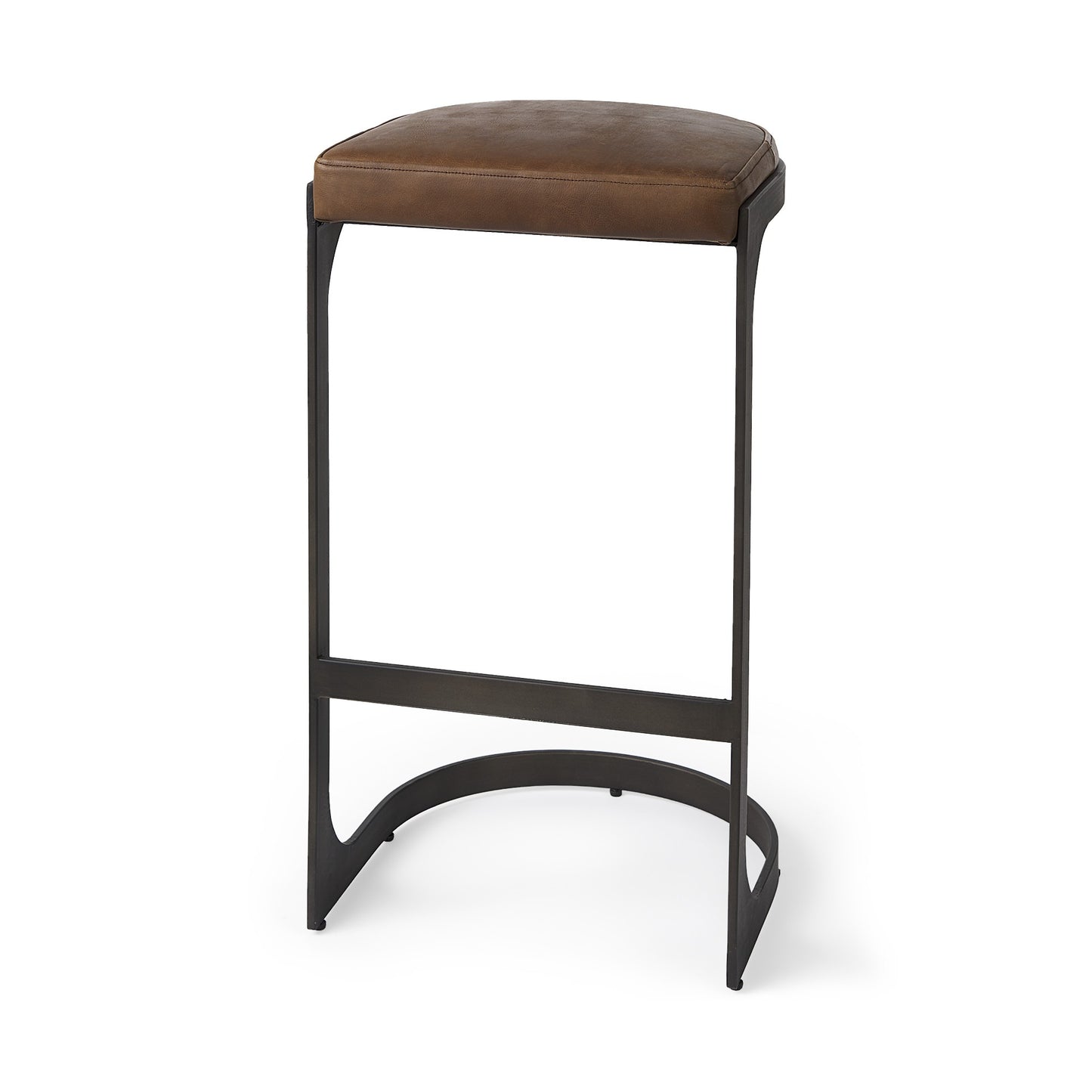 35" Medium Brown Iron Backless Bar Chair