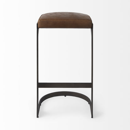 35" Medium Brown Iron Backless Bar Chair