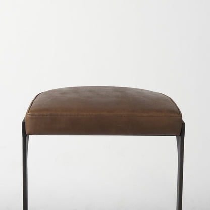 35" Medium Brown Iron Backless Bar Chair