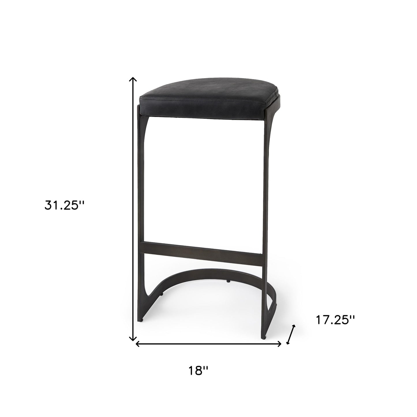 35" Black Iron Backless Bar Chair