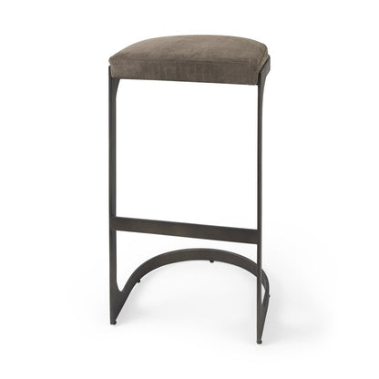 29" Black Leather and Metal Backless Bar Chair